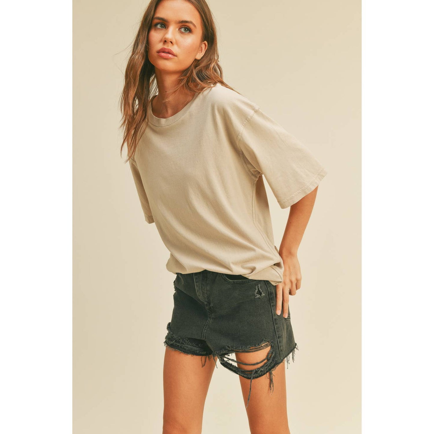 Blank Overfitted Tee: TAN / M