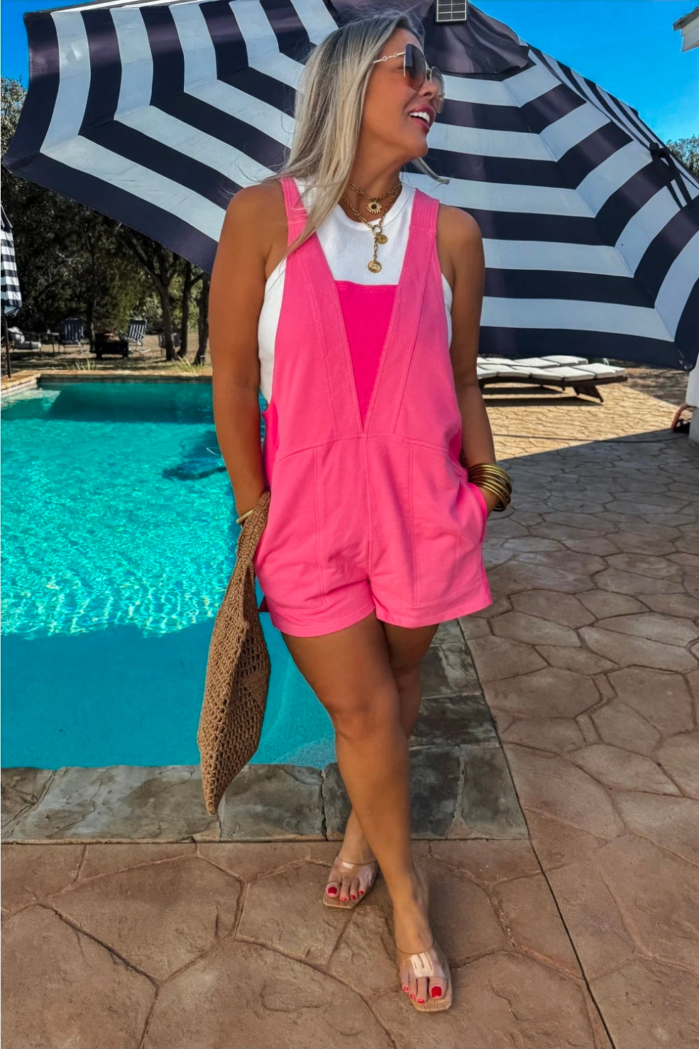 2nd Cut Beach Please Romper Pink