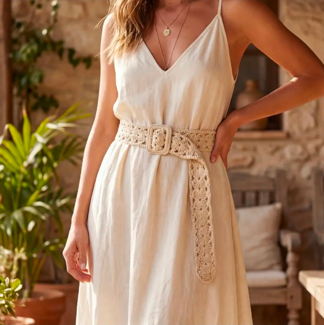 Boho Crochet Belt Taupe