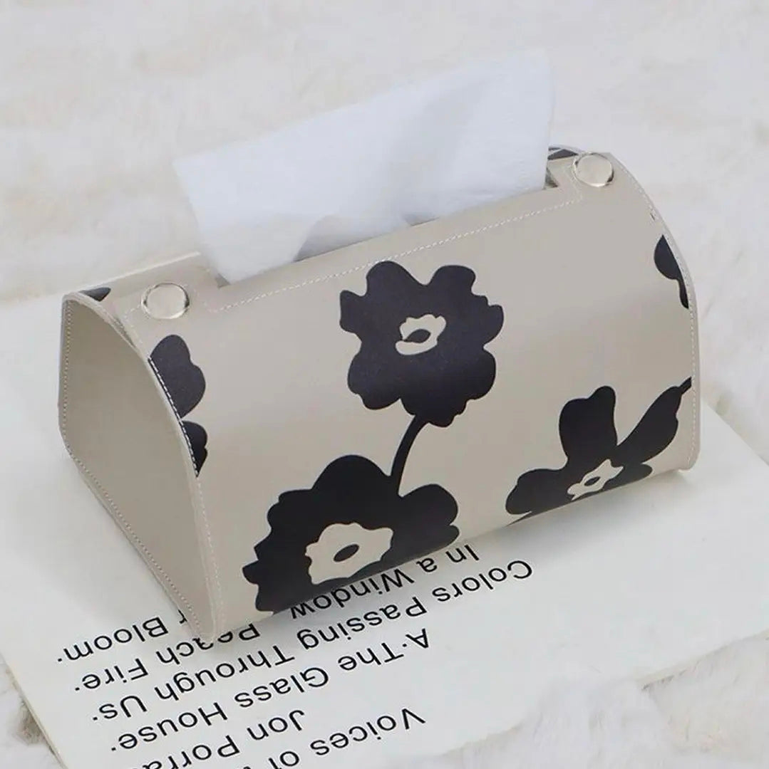 B/W Floral Waterproof Tissue Box