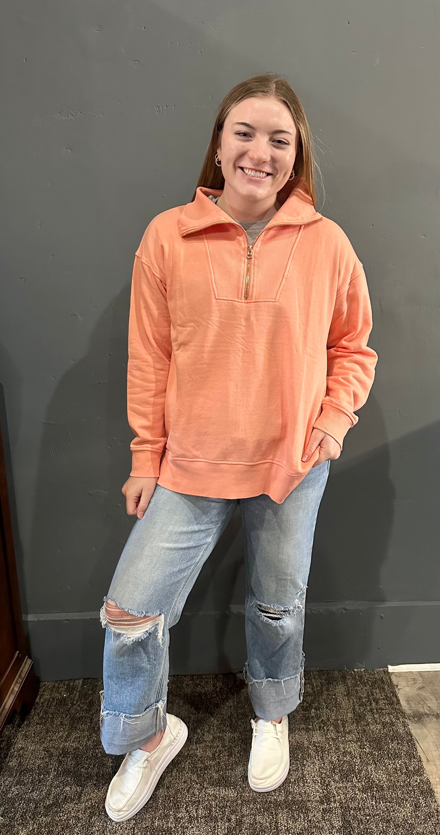 Isabella 1/2 Zip Pullover Coral