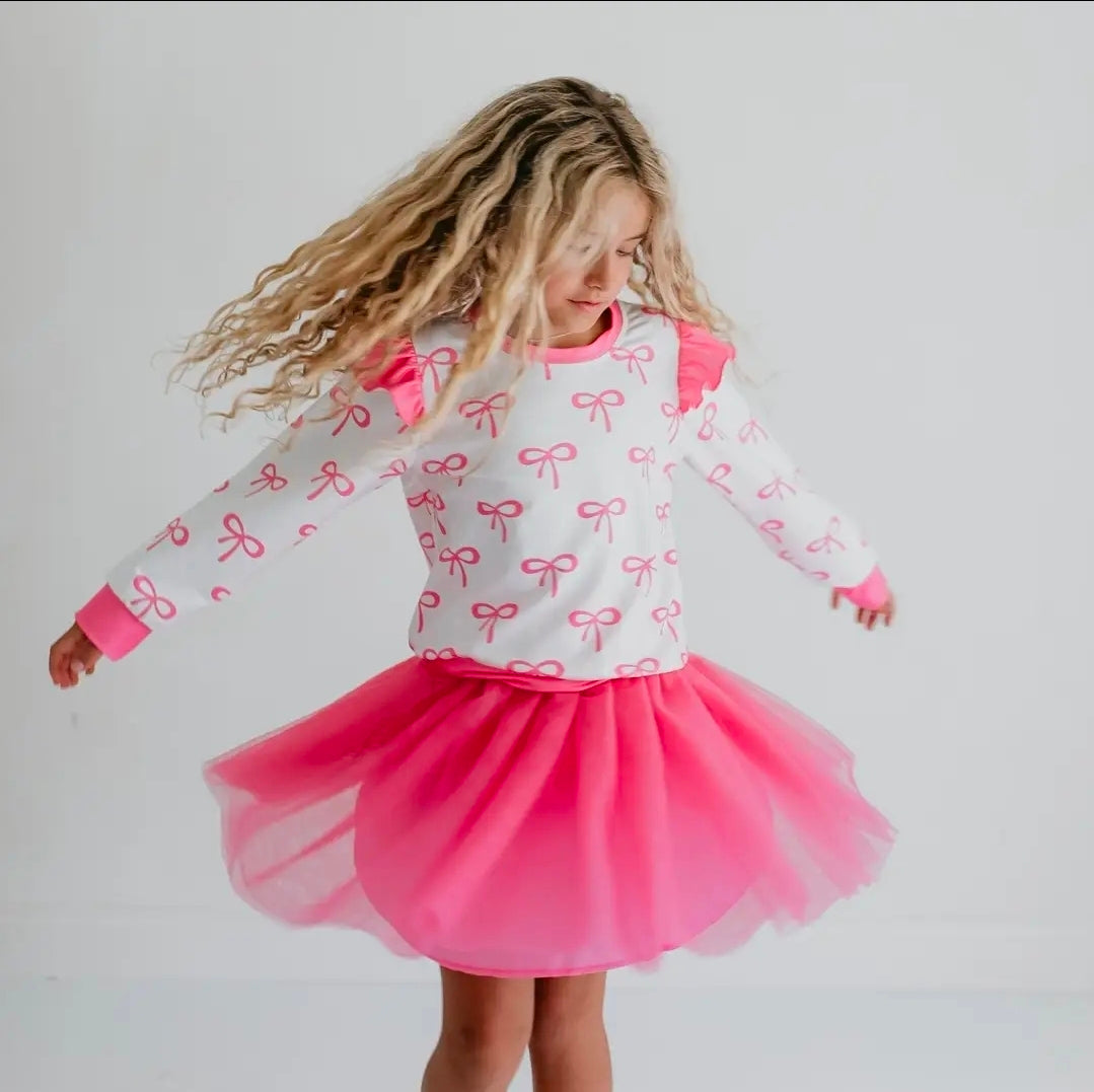 Coquette Bow Top with Tulle Skirt Set
