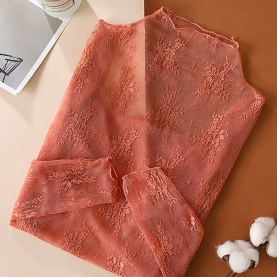 Floral Lace Mesh Brown