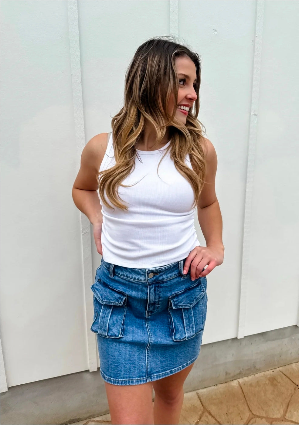 Carly Denim Cargo Skirt