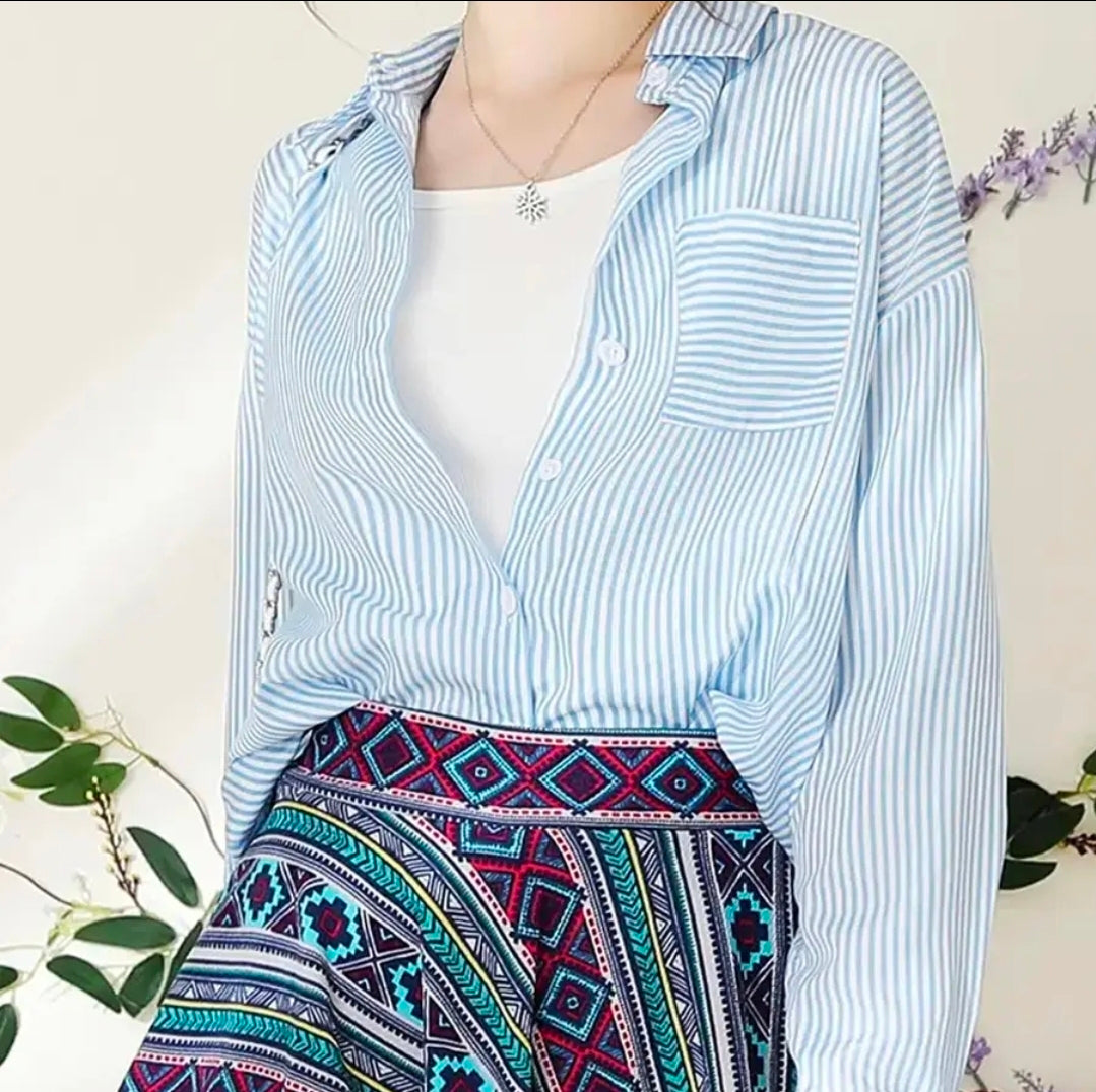 Striped Oxford Blue/White