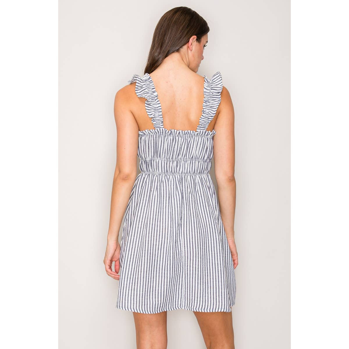 Striped Flutter Strap Mini Dress