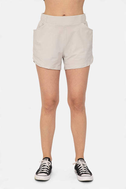 Athleisure Shorts with Curved Hemline