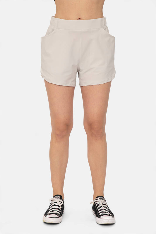 Athleisure Shorts with Curved Hemline