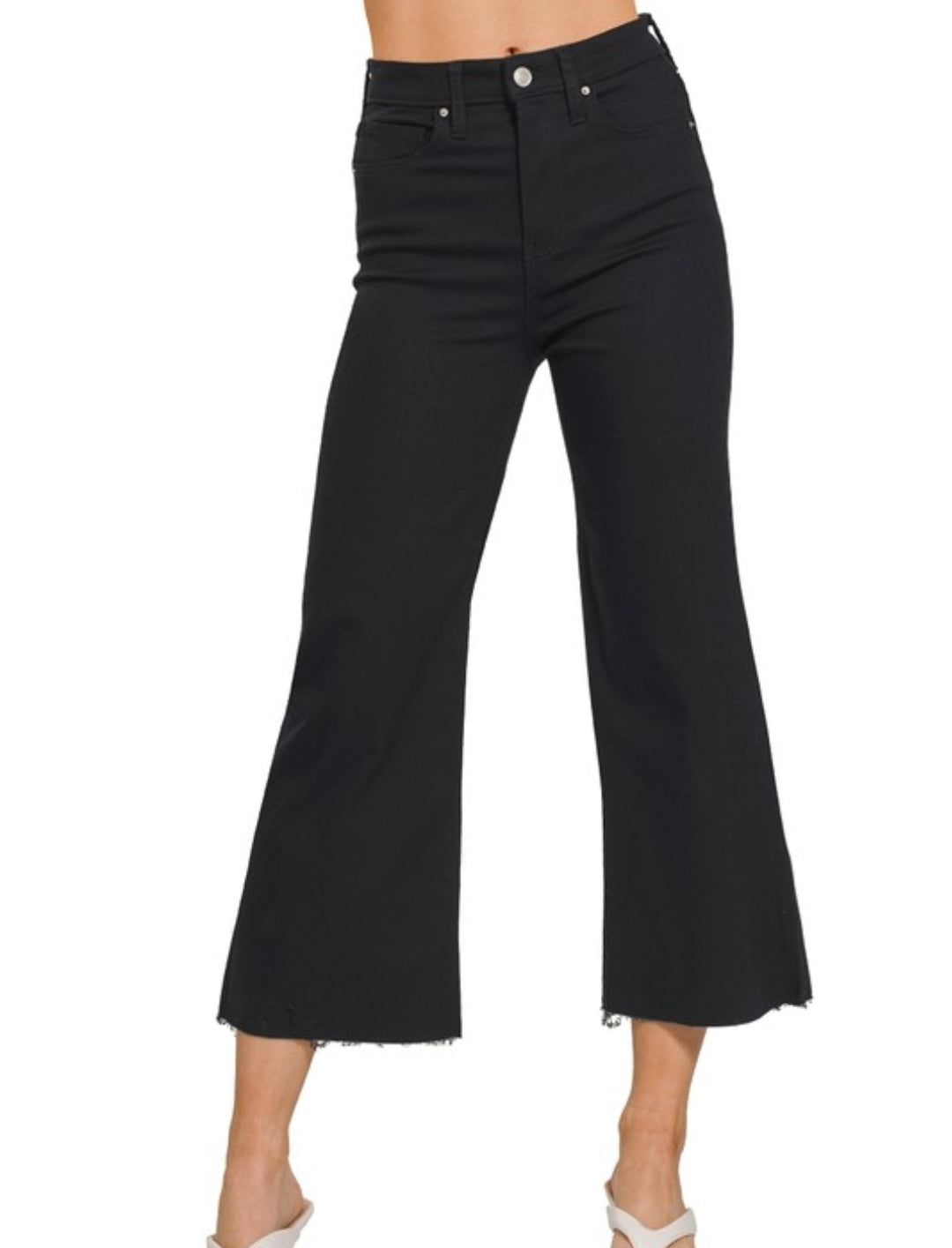 Cropped Denim Pants Black