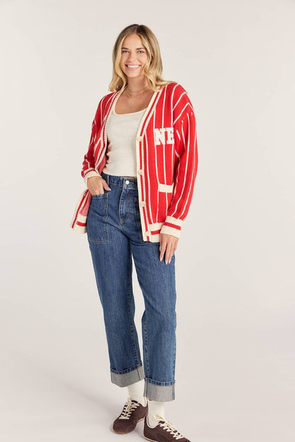 NEBRASKA VARSITY STRIPE CARDIGAN
