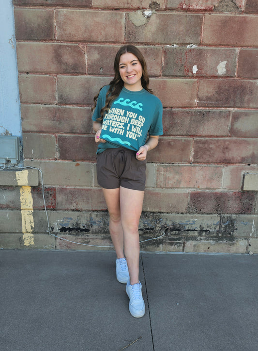 Drawstring Athleisure Shorts in Cocoa