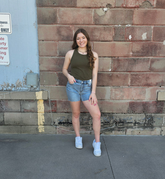 Ribbed Racerback in Ivy