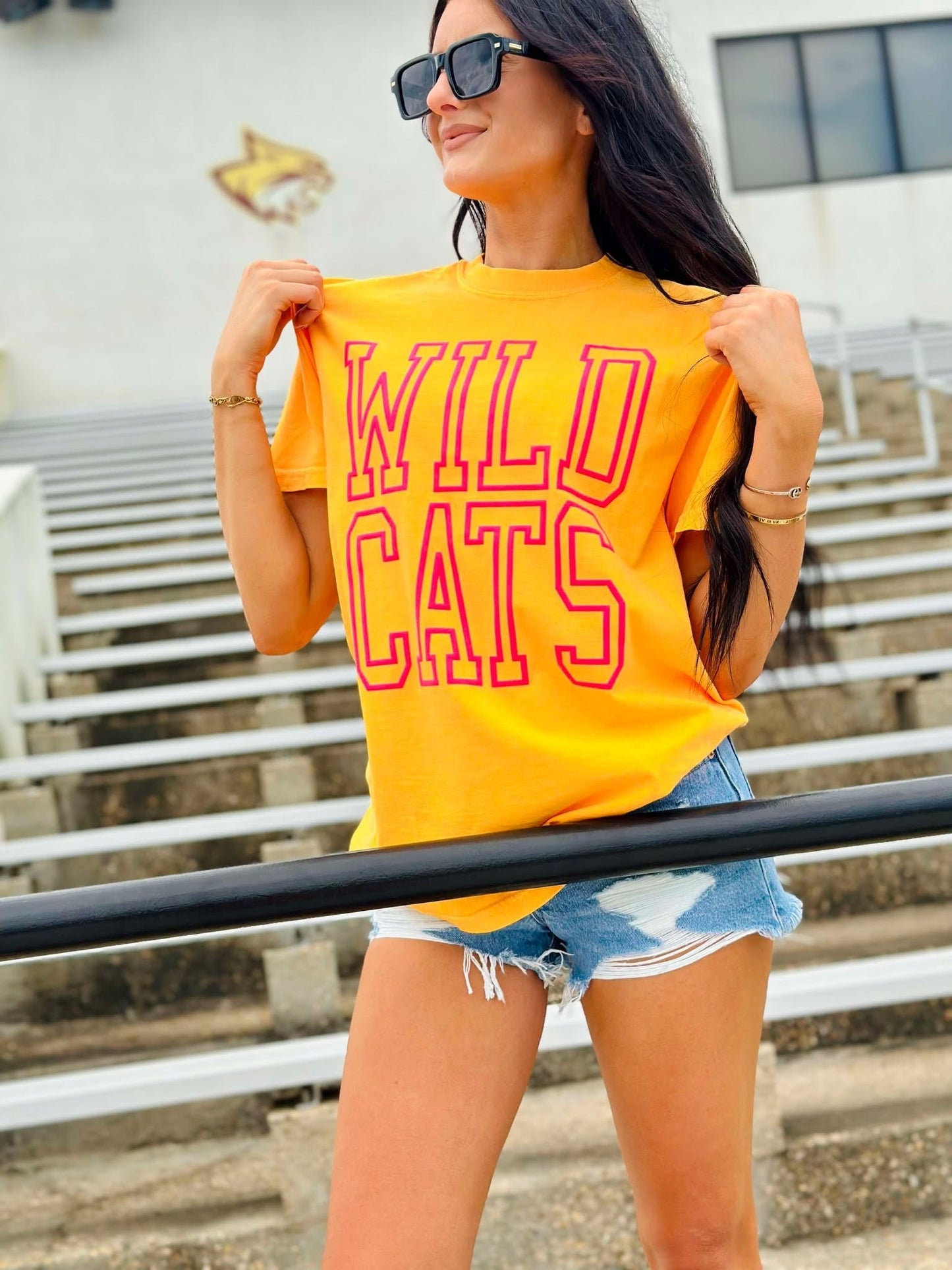 Custom Hollow Varsity Stacked Puff Graphic Tee