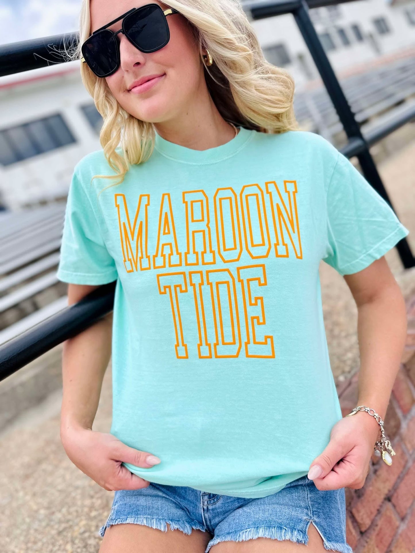 Custom Hollow Varsity Stacked Puff Graphic Tee