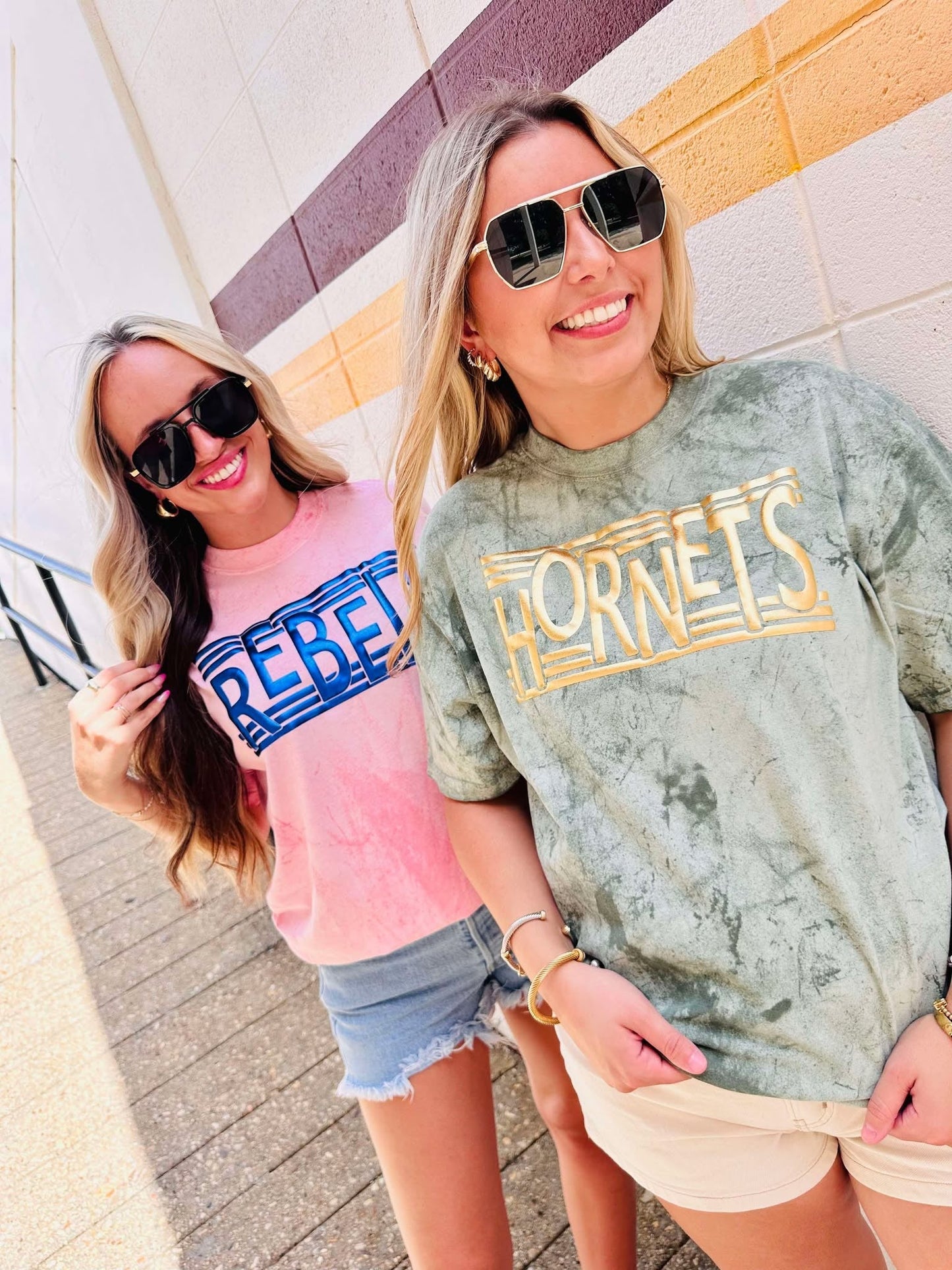 Custom Six Line Mascot Puff Graphic Tee