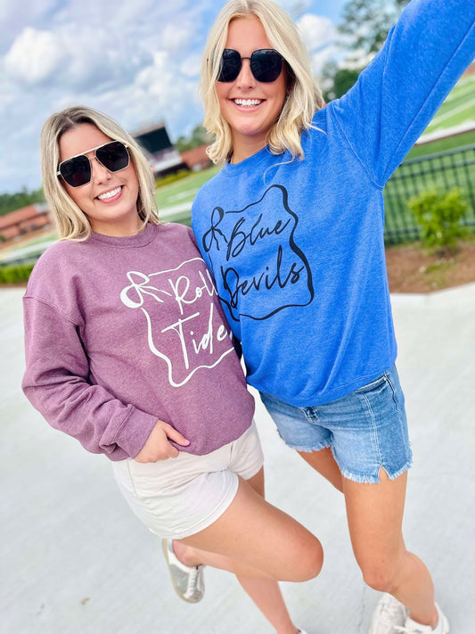 Custom School Puff Bow Frame Graphic Sweatshirt