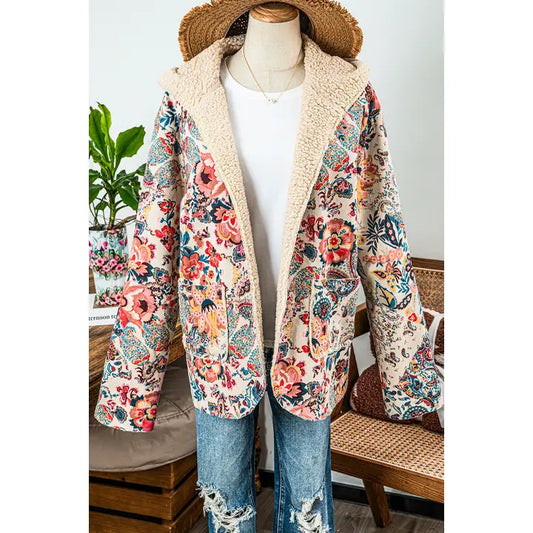 Vintage Paisley Floral Sherpa Coat