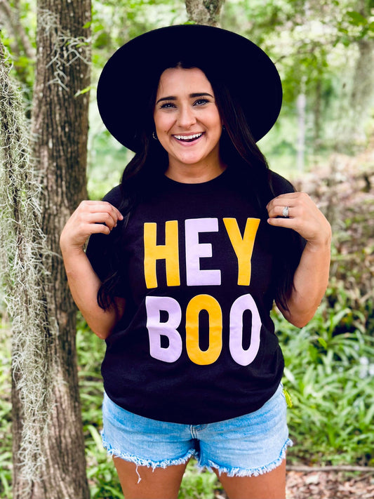 Hey Boo Stacked Multi Color Puff Tee