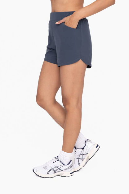 Athleisure Shorts with Curved Hemline