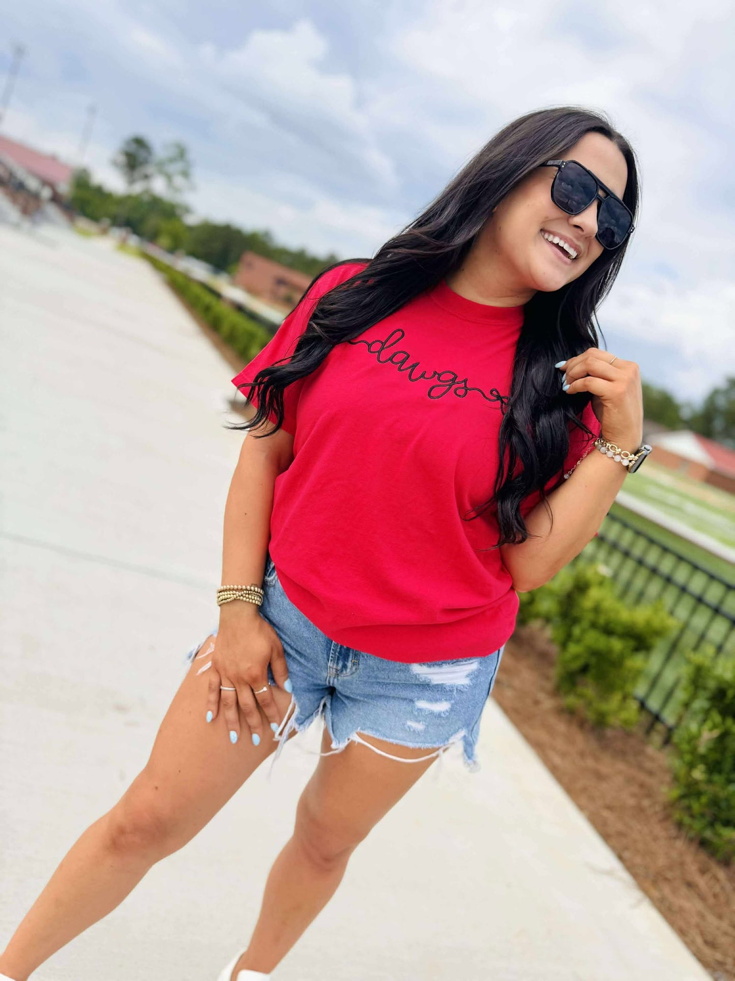 Custom Bow Sided Embroidered Tee