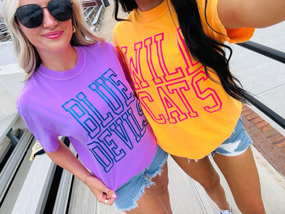 Custom Hollow Varsity Stacked Puff Graphic Tee