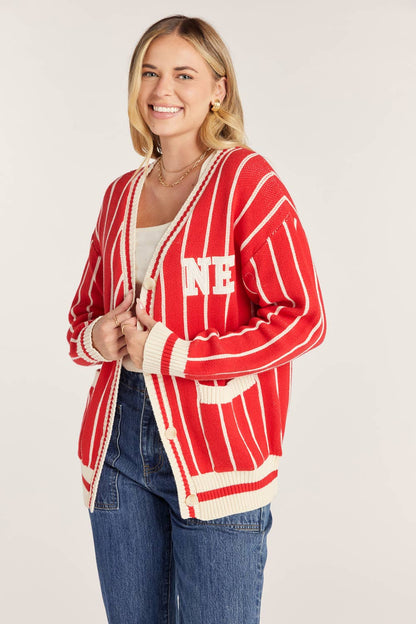 NEBRASKA VARSITY STRIPE CARDIGAN