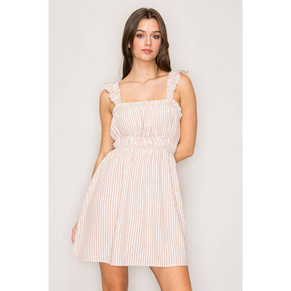 Striped Flutter Strap Mini Dress