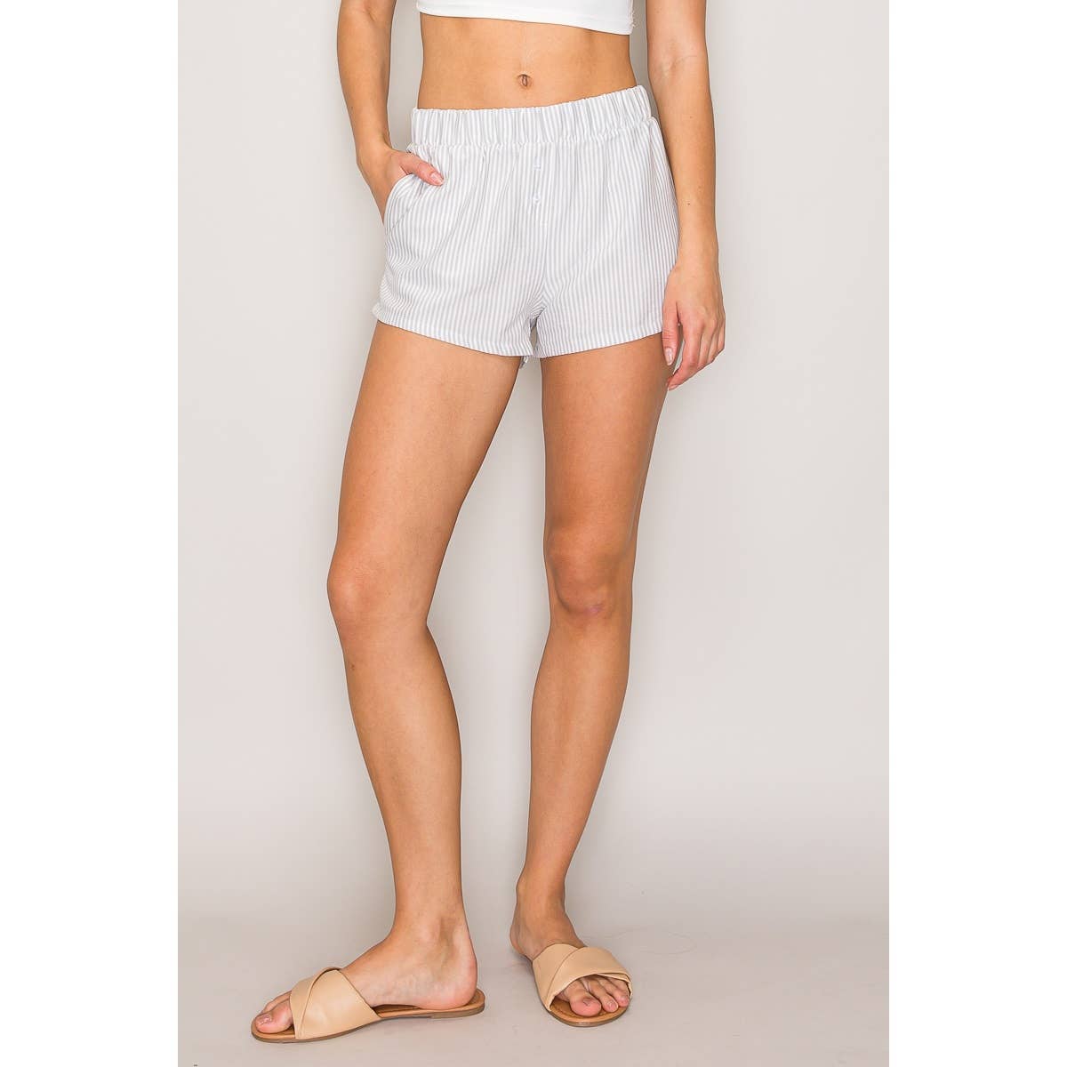 Low Rise Boxer Shorts with Buttons at Front