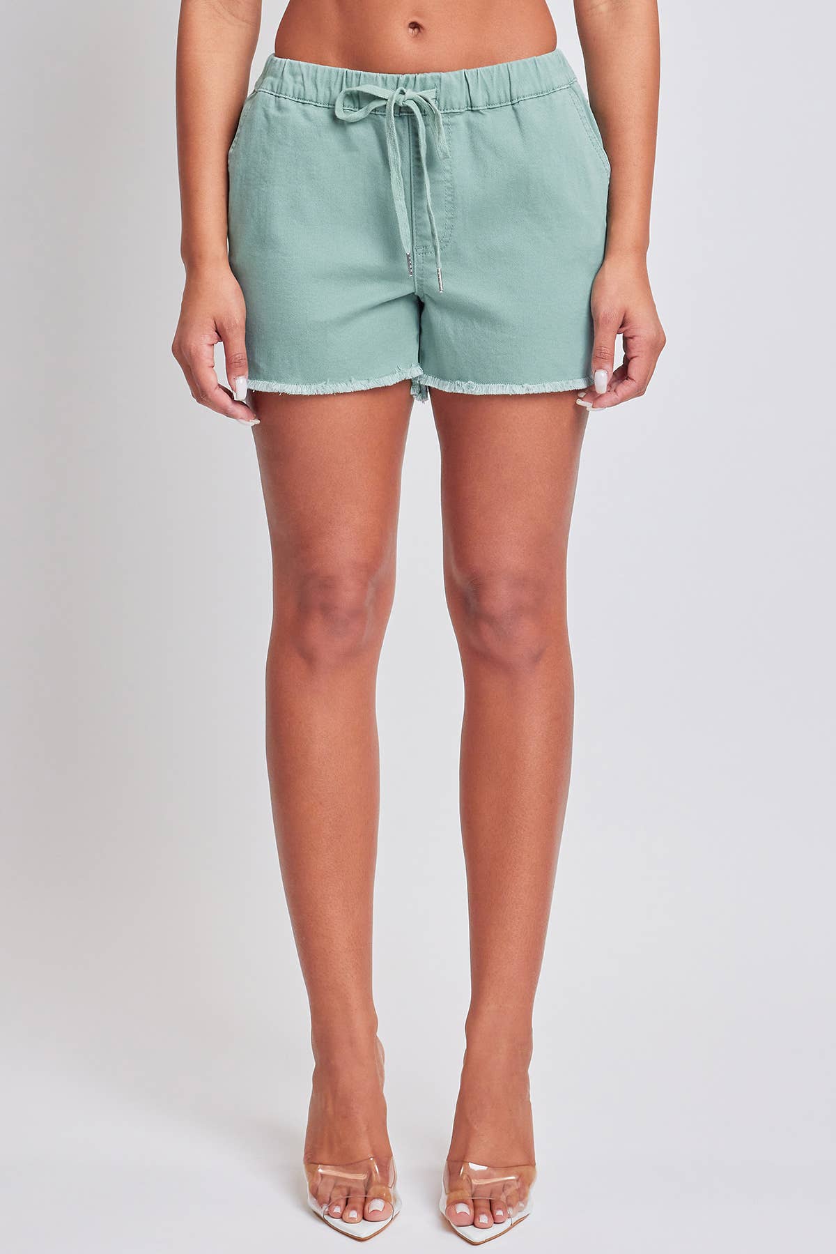 Junior Frayed Hem Pull-on Shorts: Evergreen / Junior