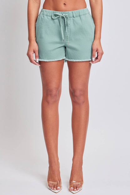 Junior Frayed Hem Pull-on Shorts: Evergreen / Junior
