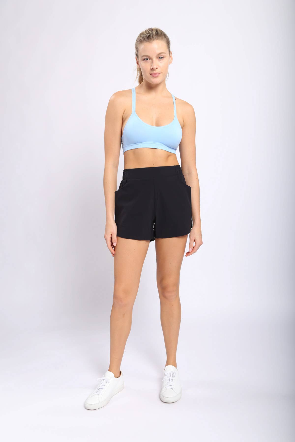 Athleisure Shorts with Curved Hemline