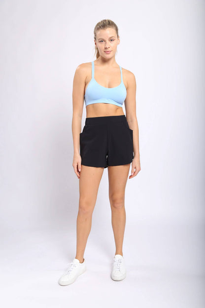 Athleisure Shorts with Curved Hemline