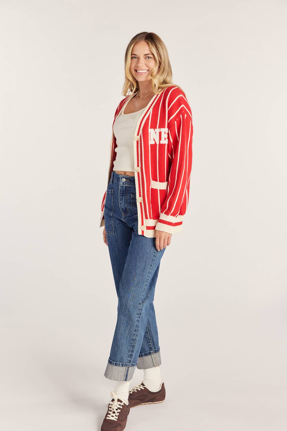 NEBRASKA VARSITY STRIPE CARDIGAN