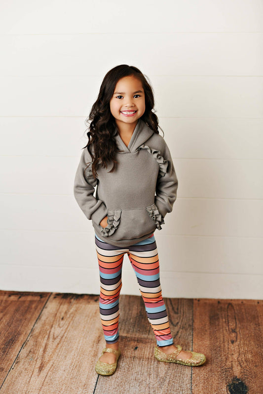 Rowy Ruffle Hoodie Set with Rainbow Leggings