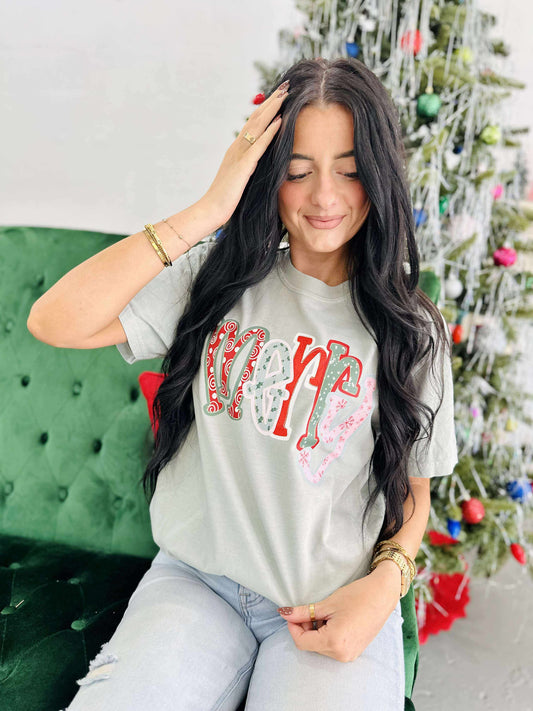 Merry Patchwork Christmas Graphic DTF Tee