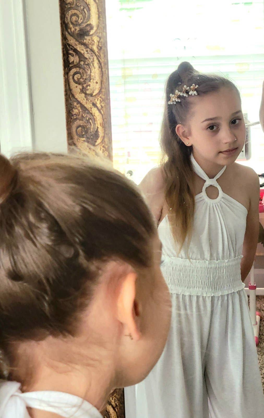 Halter Bell-Bottom Jumper For Girls & Toddler | Swim CoverUp: Beach White