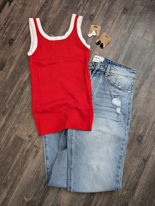 Maxie Red Contrast Tank