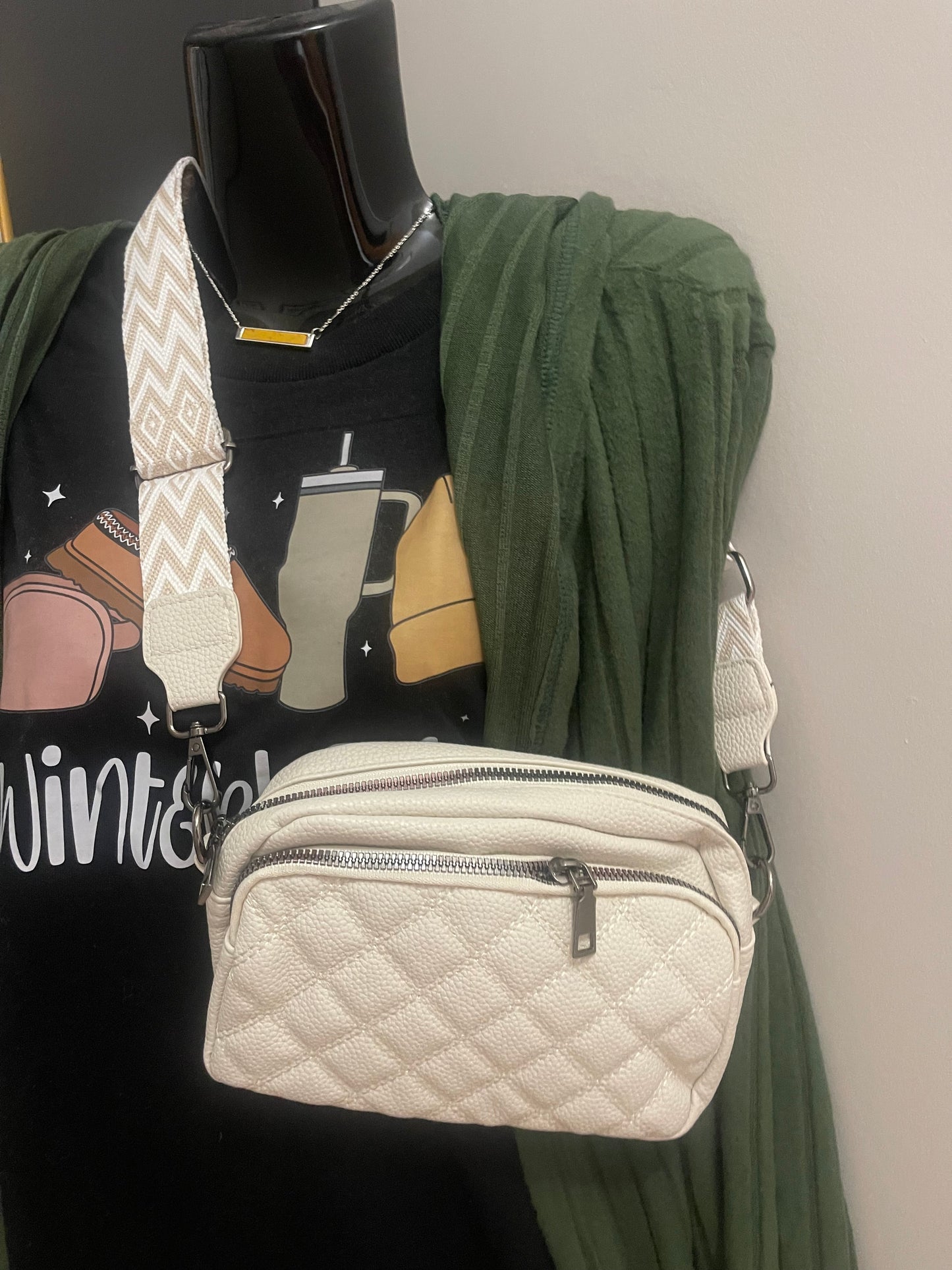 Quilted Crossbody Bag with Strap