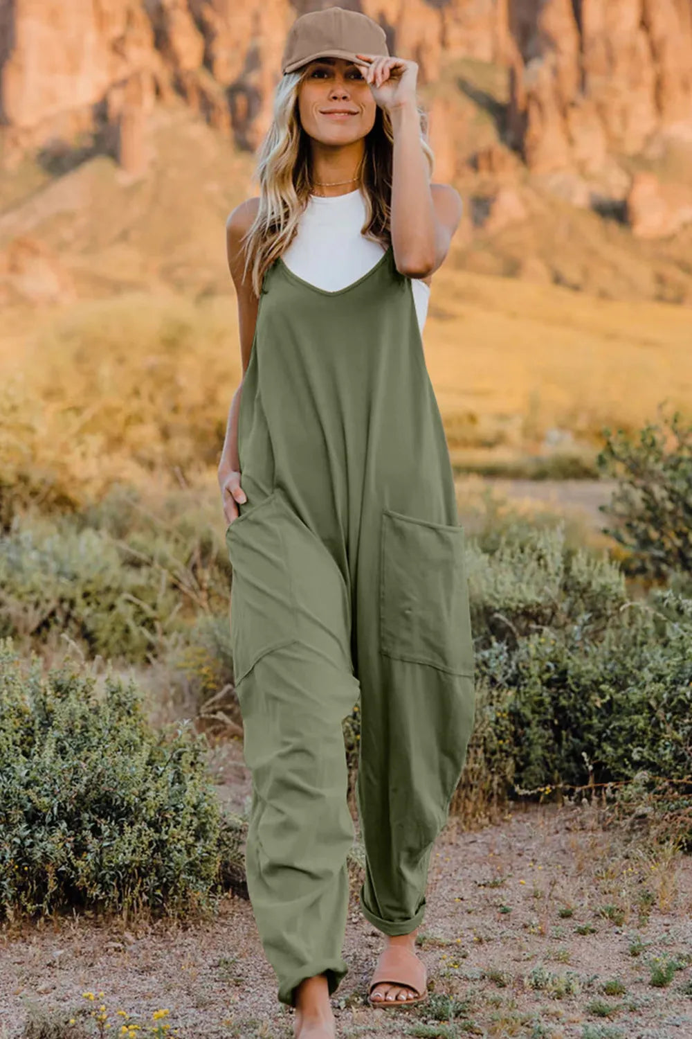 Double Take Army Green Jumpsuit