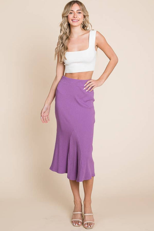 Dark Lilac Mermaid Midi Skirt