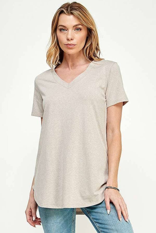 VNeck Loose Fit Tee in Oatmeal