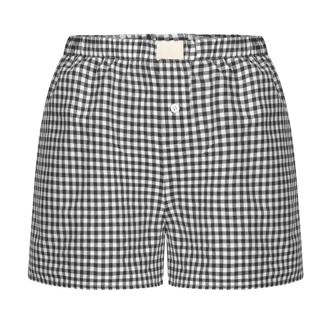 Lysander Pull On Boxer Black Gingham
