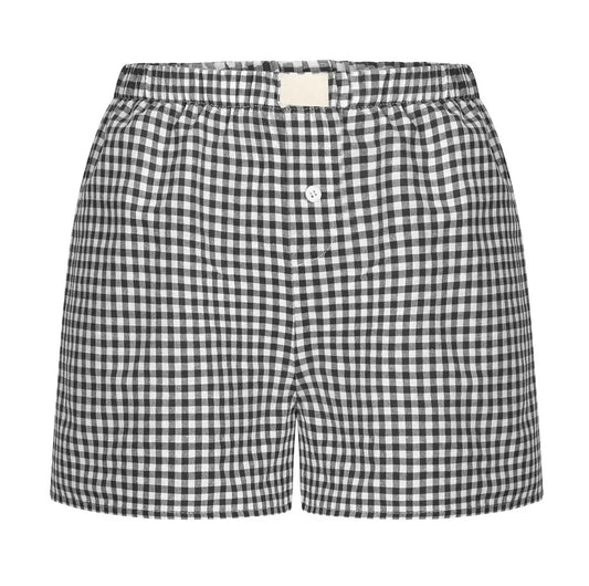 Lysander Pull On Boxer Black Gingham