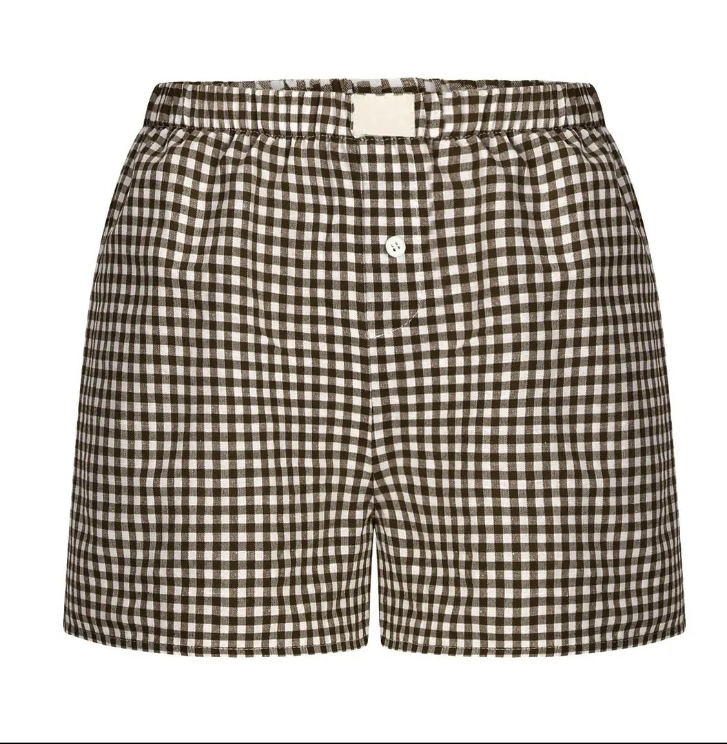 Lysandra Pull On Boxer Brown Gingham