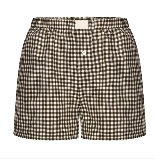 Lysandra Pull On Boxer Brown Gingham