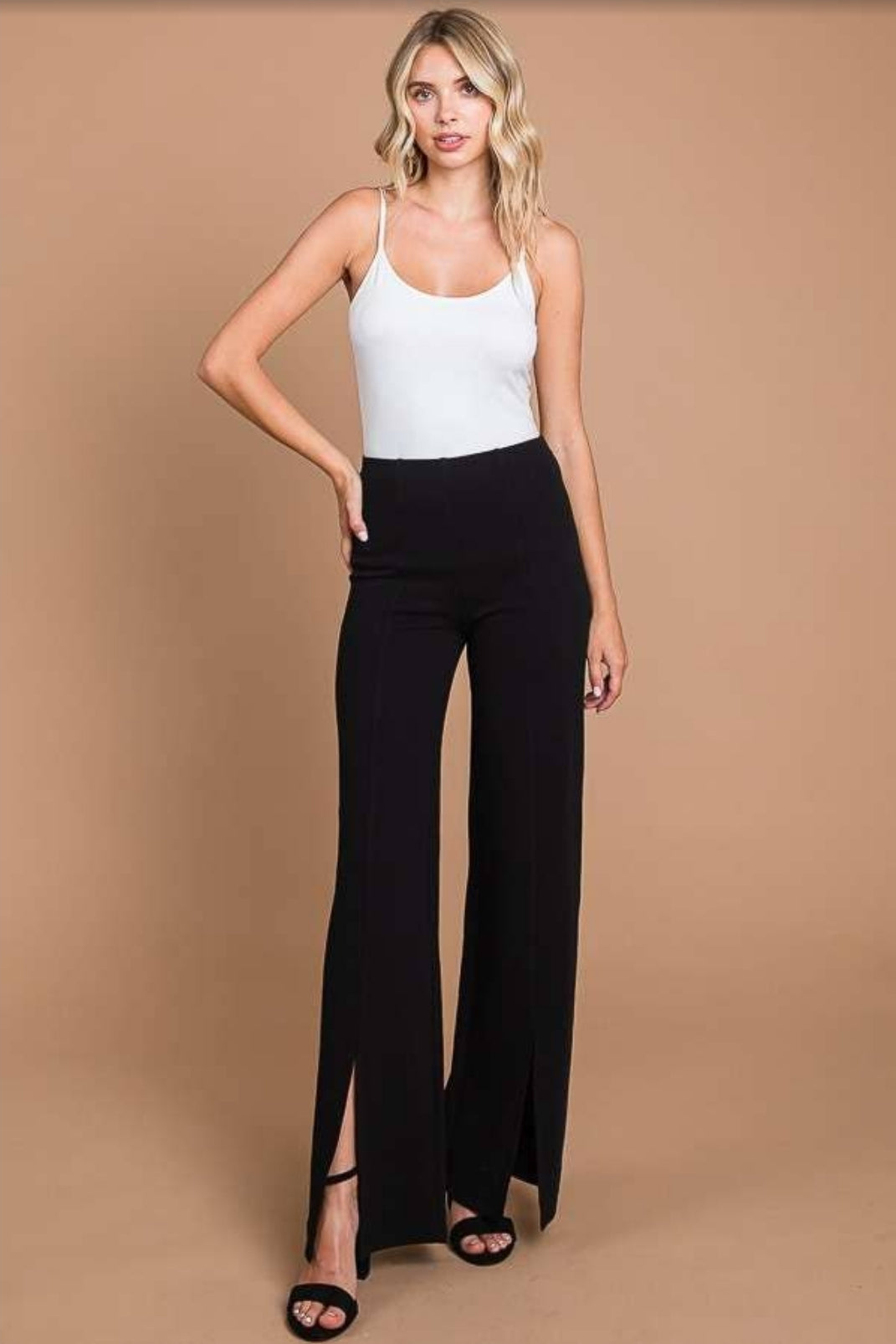 High Waist Slit Front Pants