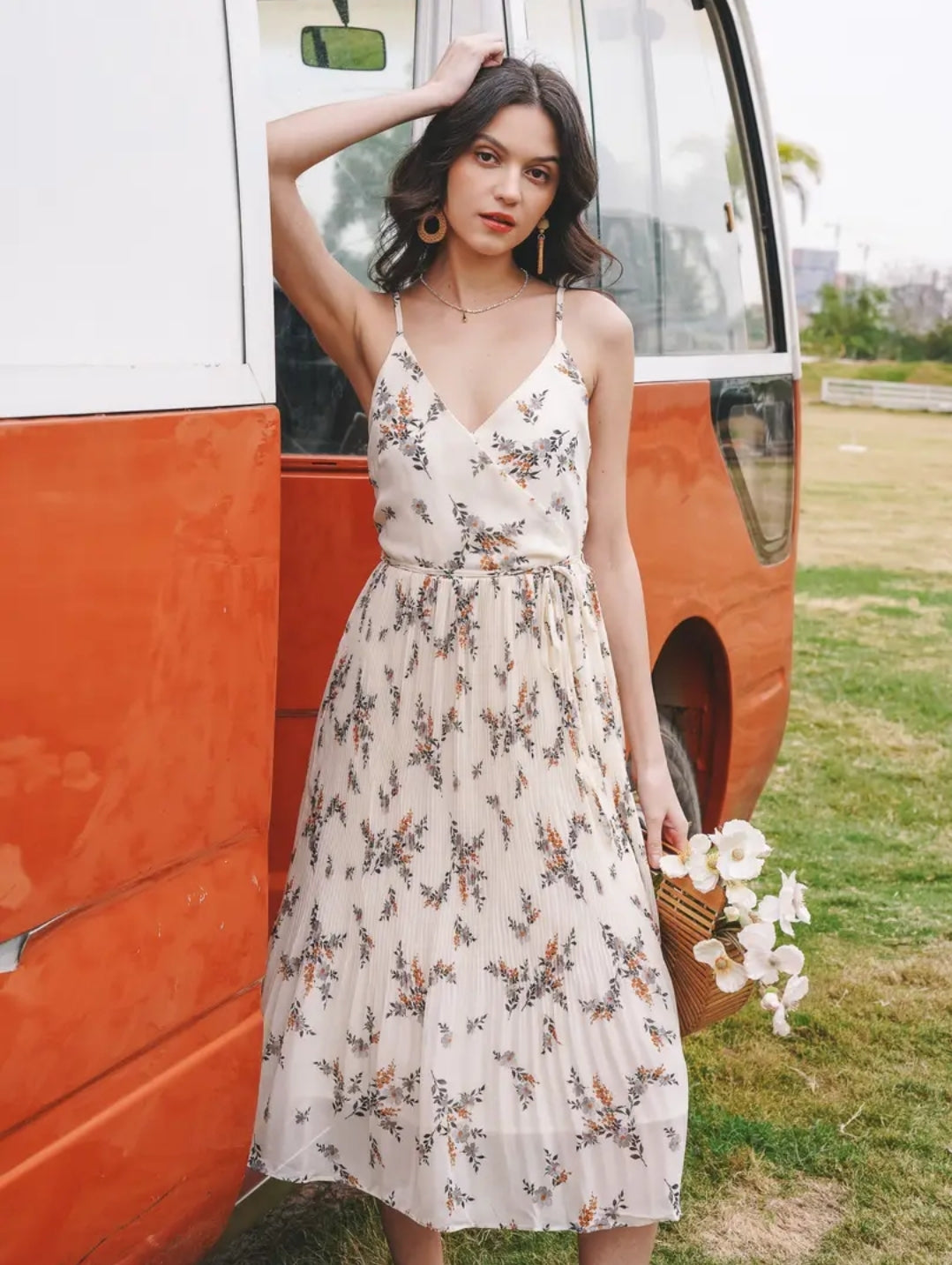 Vintage Floral Midi Dress