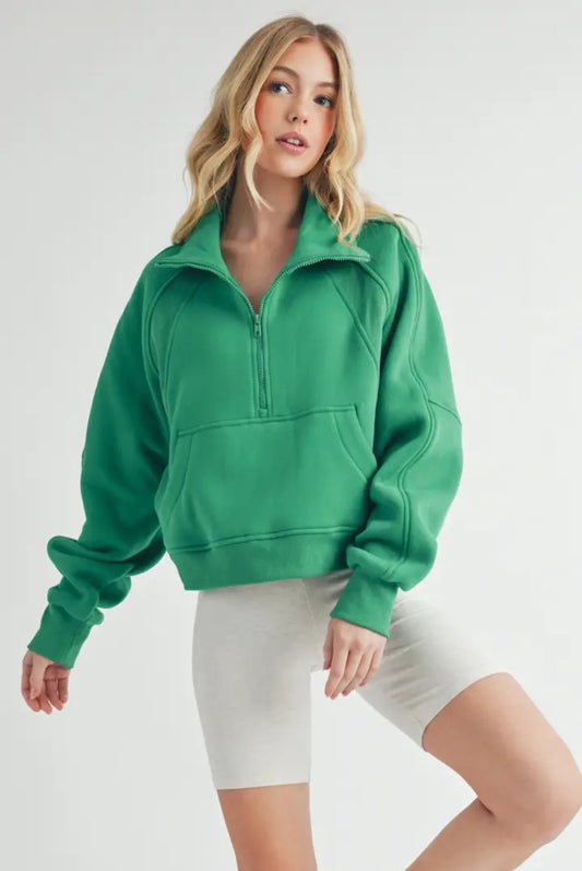 Half Zip Pullover in Lily Pad