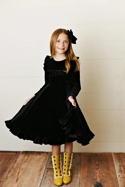 Nola Black Velvet Dress