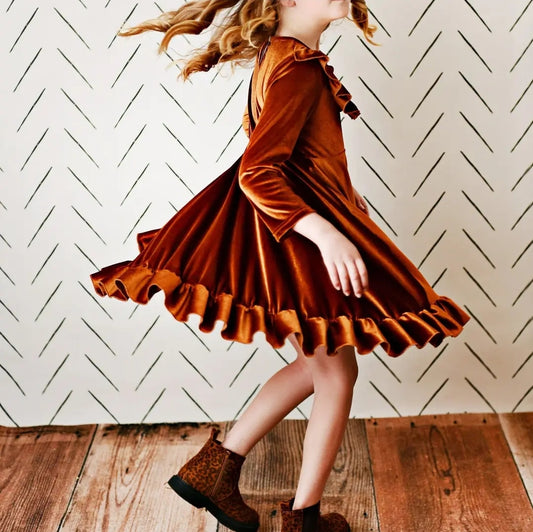 Mara Rust Velvet Dress